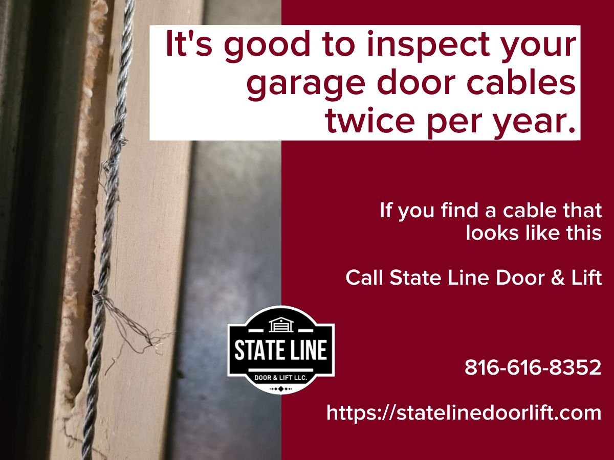 Frayed garage door cable requiring immediate repair